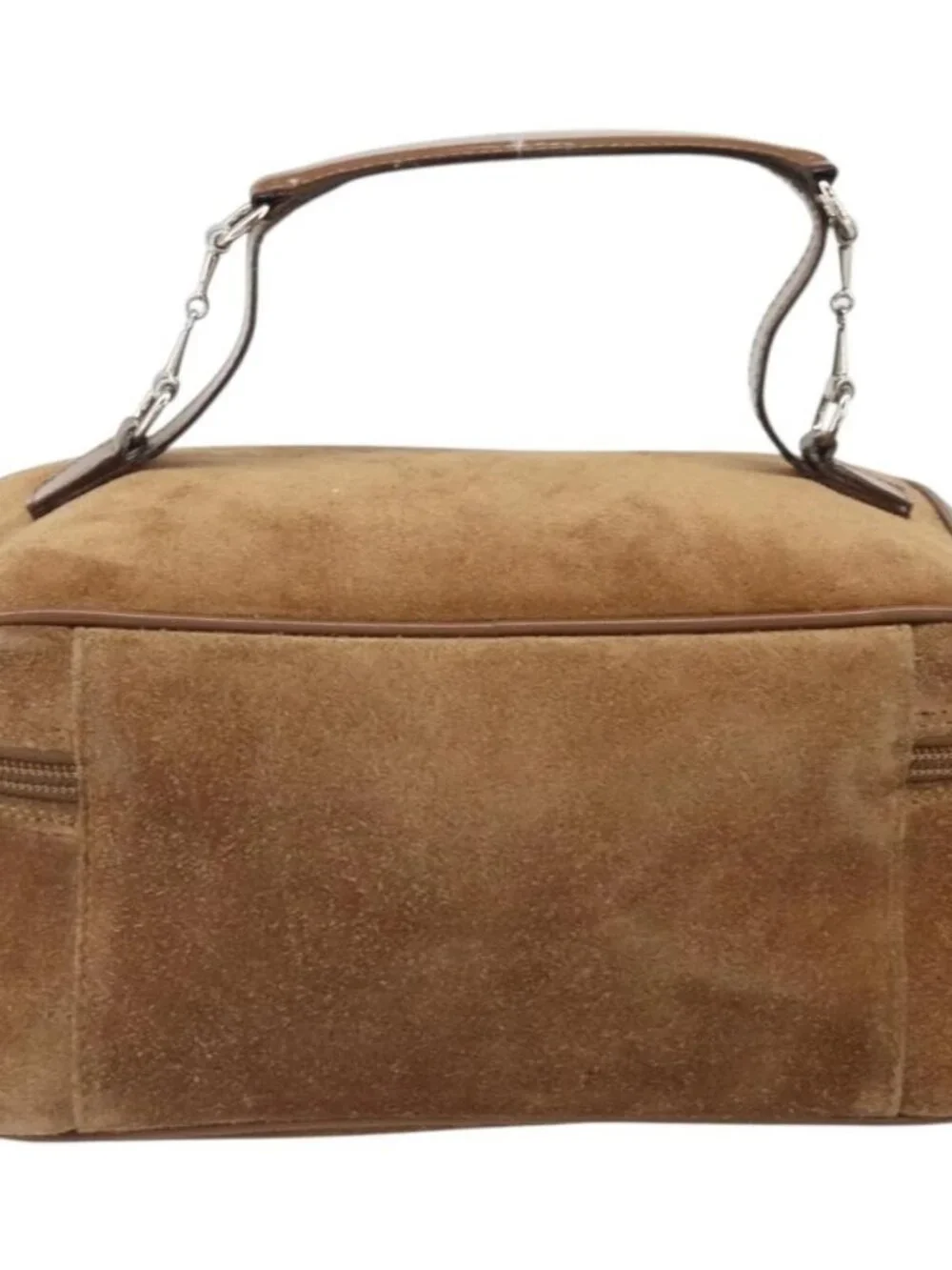 GUCCI Vanity Cosmetic Pouch Suede Brown Silver 032 1705 0140 Auth bs33363